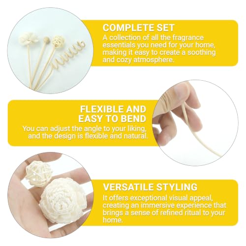 10 Inch Natural Rattan Reed Diffuser Sticks Set with Decorative Flowers