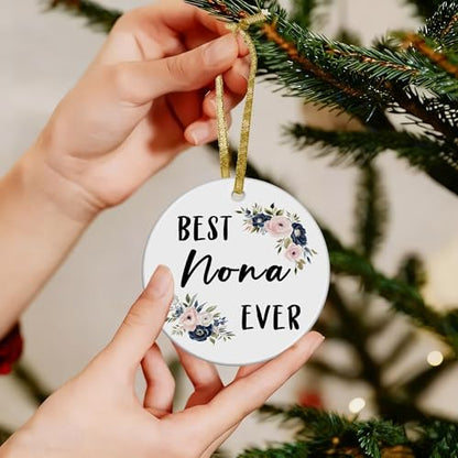 Nona Christmas Ceramic Ornament - Grandma Gifts, Hanging Decor, Holiday Keepsake - Variations of Nona