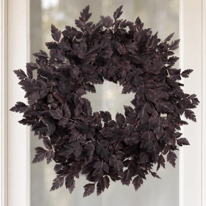 Fall Wreath for Front Door - 24 Inch Autumn Decor with Plum Leaves