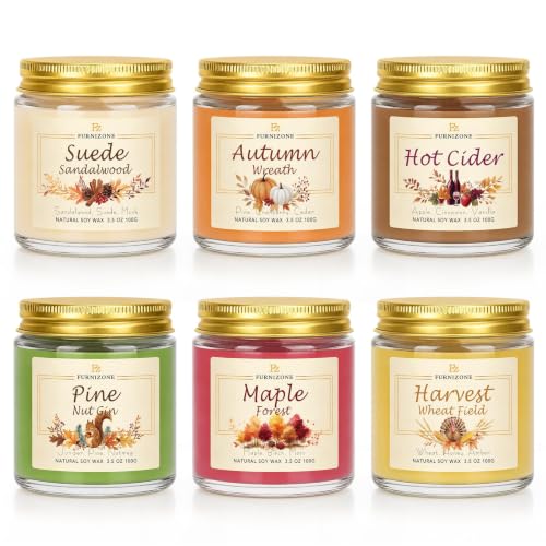 Colorful Fall Scented Candle Set - 6 Pack Autumn Home Fragrance Gift