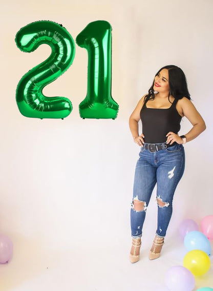 Skiennix 40-Inch Balloon Numbers - Big Dark Green Balloons for 5th Birthday & Wedding Decor