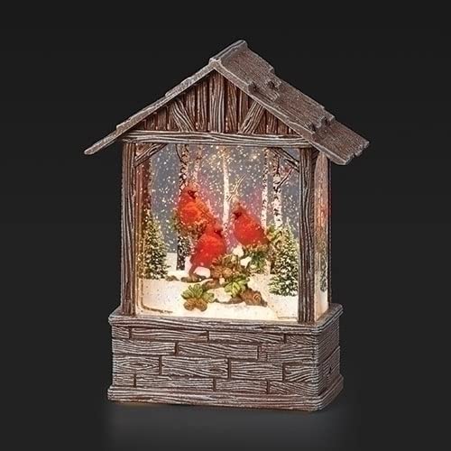 Lighted Swirl Cardinal Christmas Decoration - 8.7 Inch Plastic Stable Accent