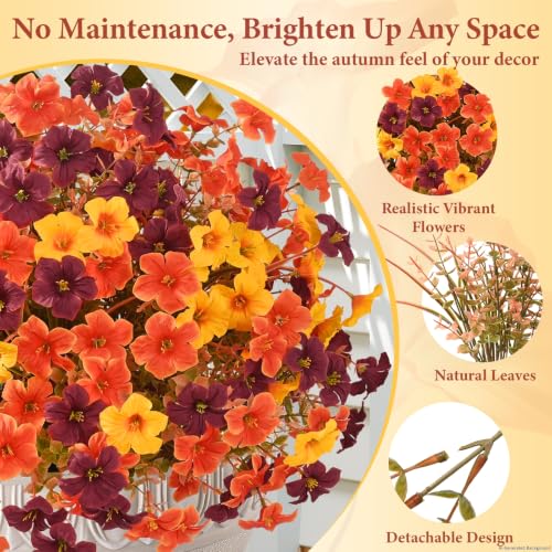 24PCS Artificial Fall Mums Flowers for Outdoor & Indoor Decoration