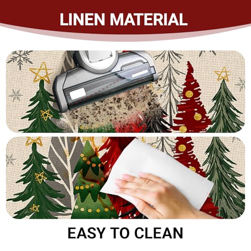 Merry Christmas Tree Red Kitchen Rugs Set of 2 - Christmas Tree Variation