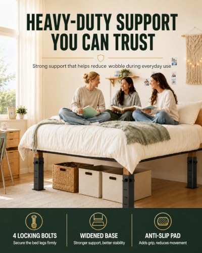 3-Level Adjustable Metal Bed Risers for Dorm Beds - 2.4 Inch Diameter