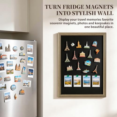 Magnet Wall Board for Fridge & Decor, Large Magnetic Display Frame, Rustic Wooden