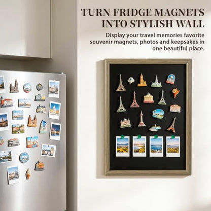 Magnet Wall Board for Fridge & Decor, Large Magnetic Display Frame, Rustic Wooden