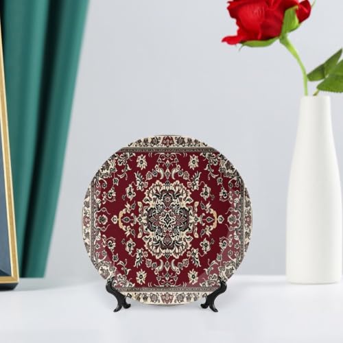 Classic Persian Style Ceramic Decorative Plate with Stand and Wall Hook - 6 Inch