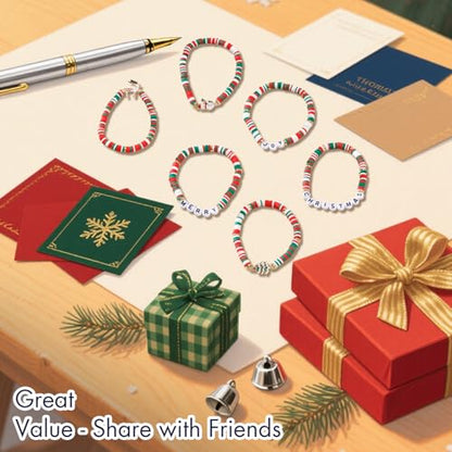 6-Pack Colorful Christmas Bracelets Holiday Jewelry Gift Set