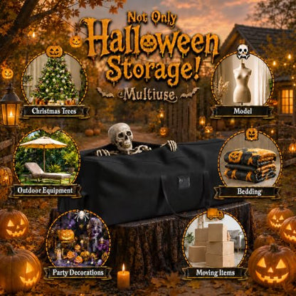 Black Halloween Skull Storage Bag Fits 12 Ft Skeleton or Xmas Tree