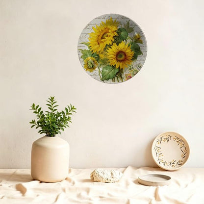 W3 10.6 Inch Sunflower Melamine Decorative Plate Wall Hanging Farmhouse Home Kitchen