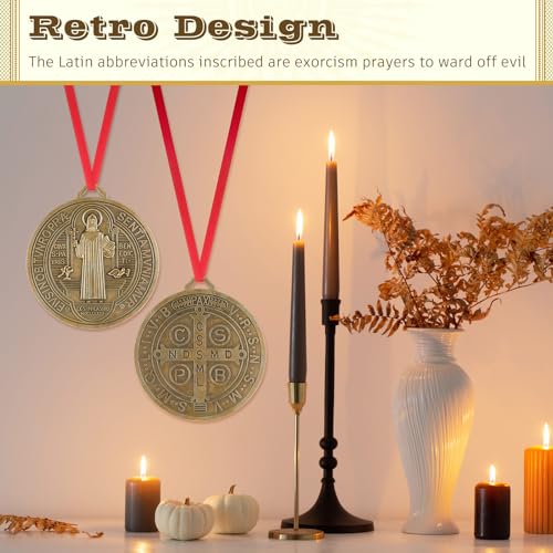 Large Gold Saint Benedict Medal Wall Decor - Religious Protection Symbol