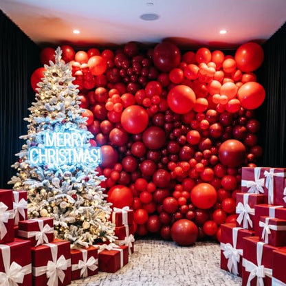 Ruby Red Balloons Kit - 129pcs Different Sizes for Christmas & Party Decor