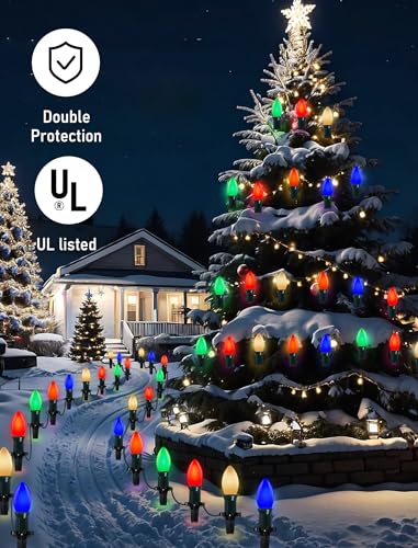 Outdoor C9 LED Christmas Lights 25Ft Multicolor String Waterproof with 26 Bulbs - Variation of THIS listing