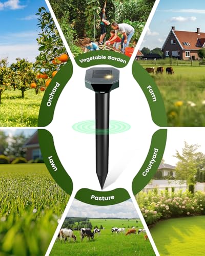4 Pack Ultrasonic Snake Gopher & Rodent Repellent Solar Powered Waterproof Pest Deterrent