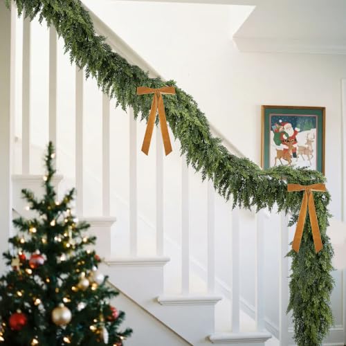 4 Pcs Double Color Christmas Norfolk Pine Garlands for Mantle Fireplace I Style