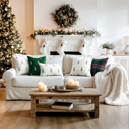 Christmas Faux Fur Pillow Covers 18x18 Inch Set of 2 White Black Holiday Decor