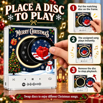 Multicolor Christmas Fridge Magnets with NFC Vinyl Records Mini Music Player