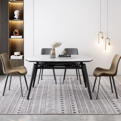 3x5 Washable Area Rug with Non-Slip Backing - Geometric Pattern, Low Pile