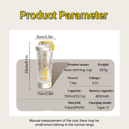 Self Electric Protein Shaker Bottle Automatic Stirring Coffee Cup Portable Sports Mixer Mug Lightweight Large Capacity (White)