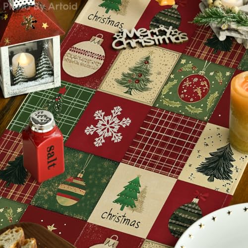 Christmas Tree Gift Table Runner 13x72 Inch Red Holiday Decor
