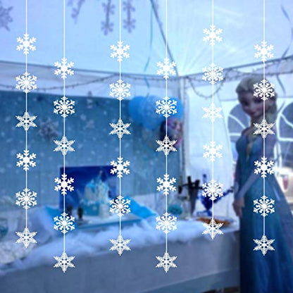 Snowflake Garland Decorations for Winter & Christmas Party Supplies, 12 Pack