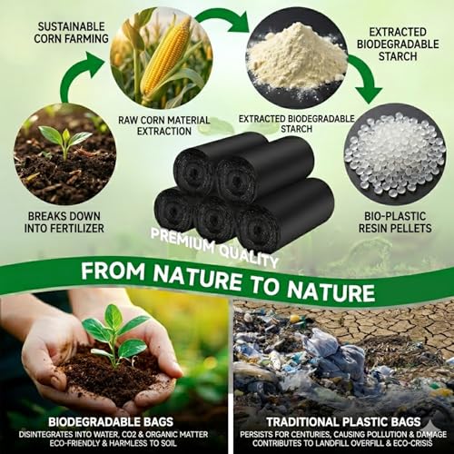 3 Gallon Black Trash Bags with Handles - 100 Count, Heavy Duty, Bathroom Waste Disposal