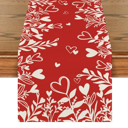 Red Heart Love Valentine's Table Runner 13x48 Inch Home Decor - Artoid Mode