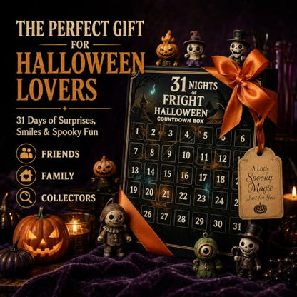 Halloween Advent Calendar with 31 Mini Spooky Figurines for Kids & Adults