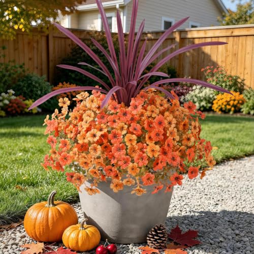 Artificial Fall Mums for Outdoors - UV Resistant 12 Pack