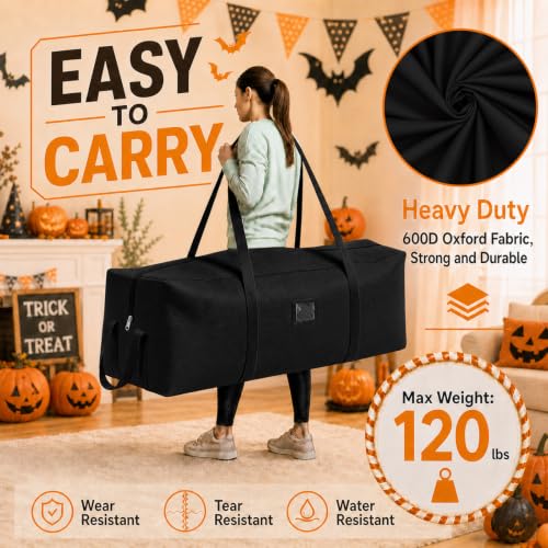 Black Halloween Skull Storage Bag Fits 12 Ft Skeleton or Xmas Tree