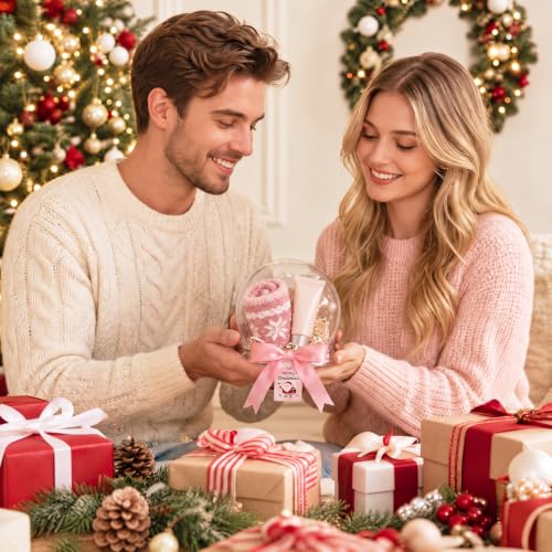 Christmas Snow Globe DIY Kit - Clear Plastic Globe with Decorations & Bow