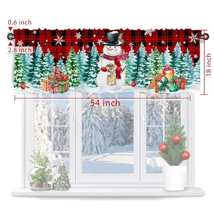 Snowman Winter Snowman Valance Curtain for Windows 54" x 18" - Snowmantree Variation