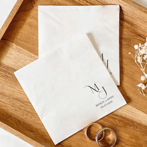 Personalized Wedding Napkins Style 3 - Custom Last Name Cocktail Disposable Party Supplies