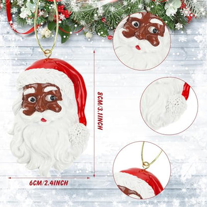 African American Santa Ornament Set - Festive Holiday Decoration, 6 Pieces