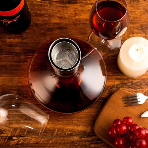 Stainless Steel Wine Aerator Pourer with Sediment Strainer - Universal Fits Decanters