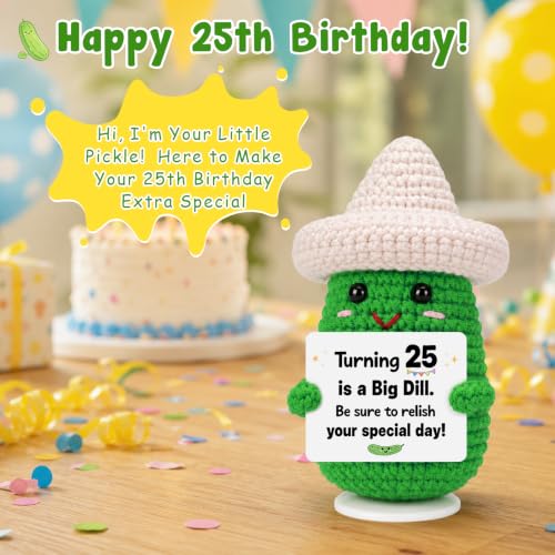 Funny 25th Birthday Gift Crochet Pickle - Humorous Party Decor for Her & Him