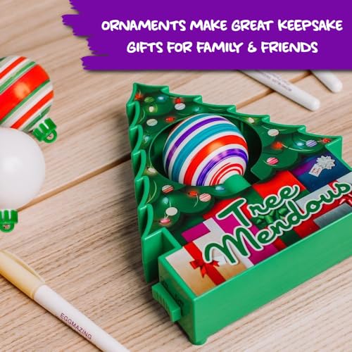 TreeMendous Christmas Ornament Kit & 6 Pack of Ornaments - Spin Art Craft for Kids 3+
