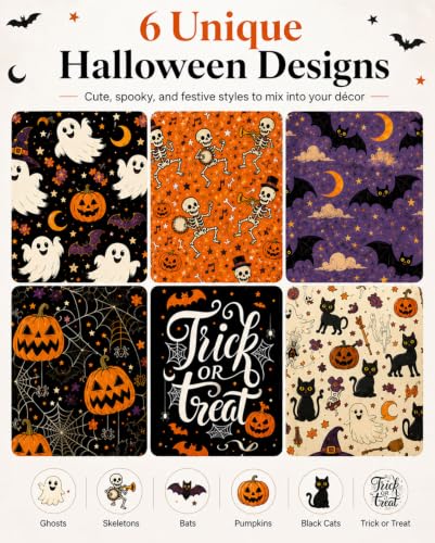 Halloween Chair Covers Set of 6 Linen Dining Slipcovers for Dining Chairs