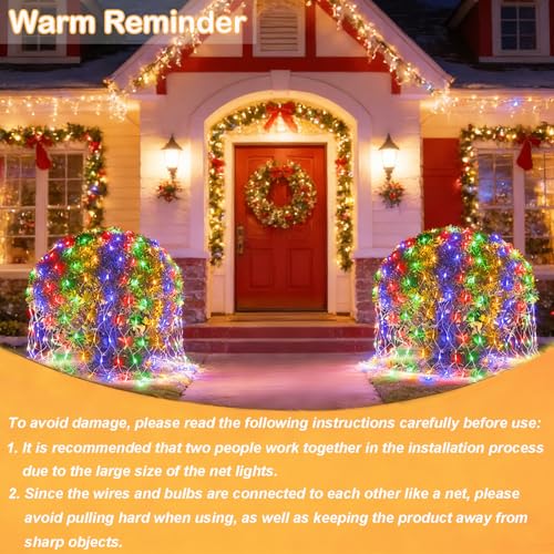 Multicolor 510 LED Christmas Net Lights 28ft x 5ft Waterproof Mesh Lights, 8 Modes, Connectable, Clear Wire