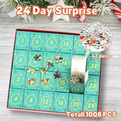 Advent Calendar 2025 Christmas Jigsaw Puzzles - Christmas Workshop 1008 Pieces Advent Puzzles for Kids and Adults, 24 Boxes Christmas Countdown Calendar Christmas Puzzle Gift