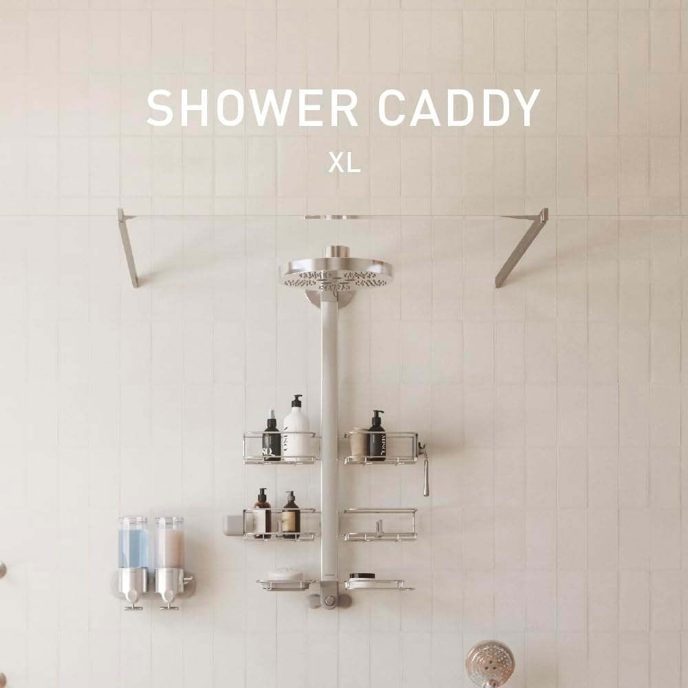 simplehuman Adjustable Shower Caddy XL - Durable Stainless Steel & Anodized Aluminum Design