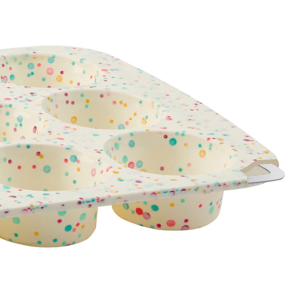 Trudeau Structure White Confetti Reinforced 12 Cup Dome Cake Pan/Mold Silicone Bakeware - 2 Pack (24 Cup Total)