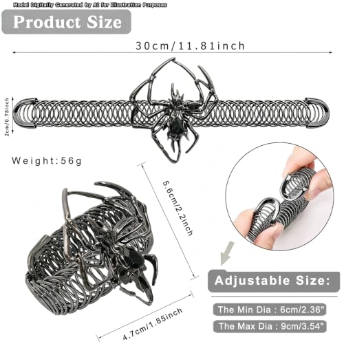 Halloween Spider Curtain Tiebacks - Black Gothic Decor with Spider & Diamond - Gun Black Variation