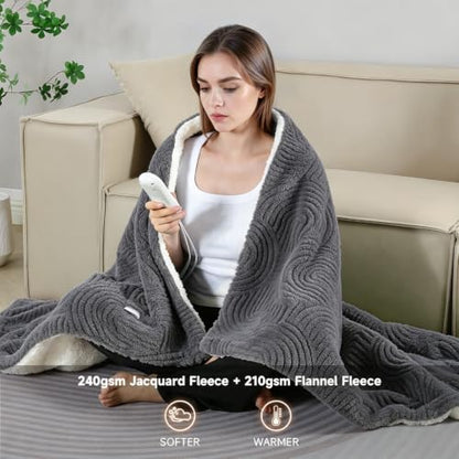 California King Heated Blanket 100x94 Grey with 4 Heat Levels & Auto-Off