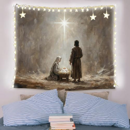 Christian Nativity Christmas Wall Tapestry - Religious Scene Decor - Variation: Christmas8