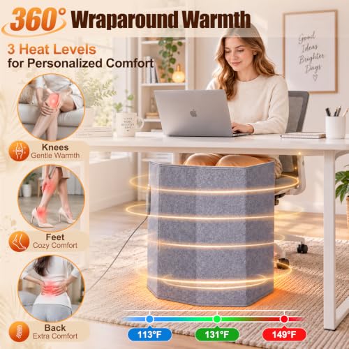 Foldable Under Desk Foot Warmer with Blanket - Personal Space Heater