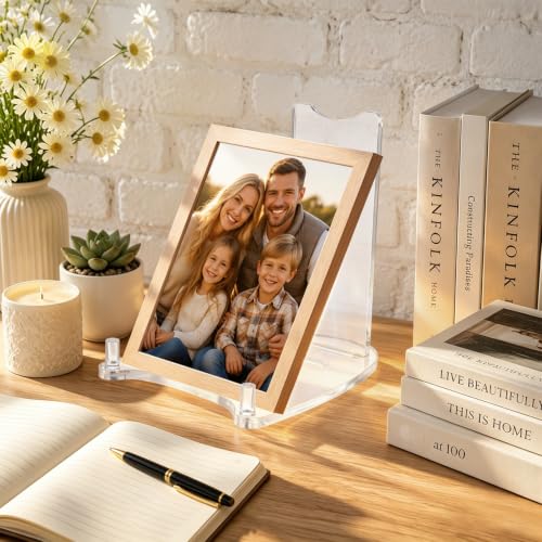 Large Acrylic Easel Display Stand for Plates, Photos & Collectibles - 12-17 Inch, Clear Adjustable