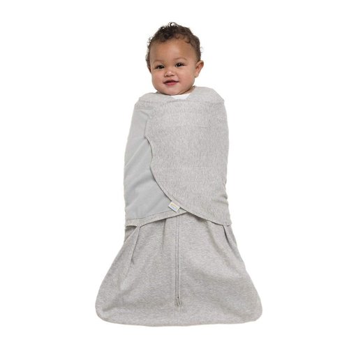 HALO 100% Cotton Sleepsack Swaddle - 3-Way Adjustable Wearable Blanket, TOG 1.5, Heather Gray, Newborn 0-3 Months