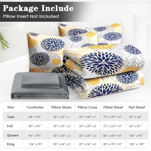 Queen Size Floral Hydrangea Comforter Set - Dahlia Floral Variation